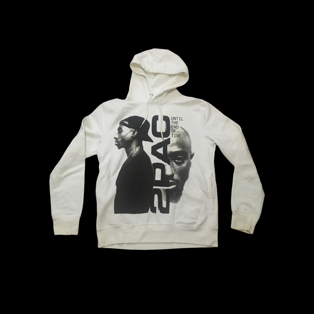2 Pac MEDIUM Cream Beige Drawstring Hoodie Kangaroo pocket GUC